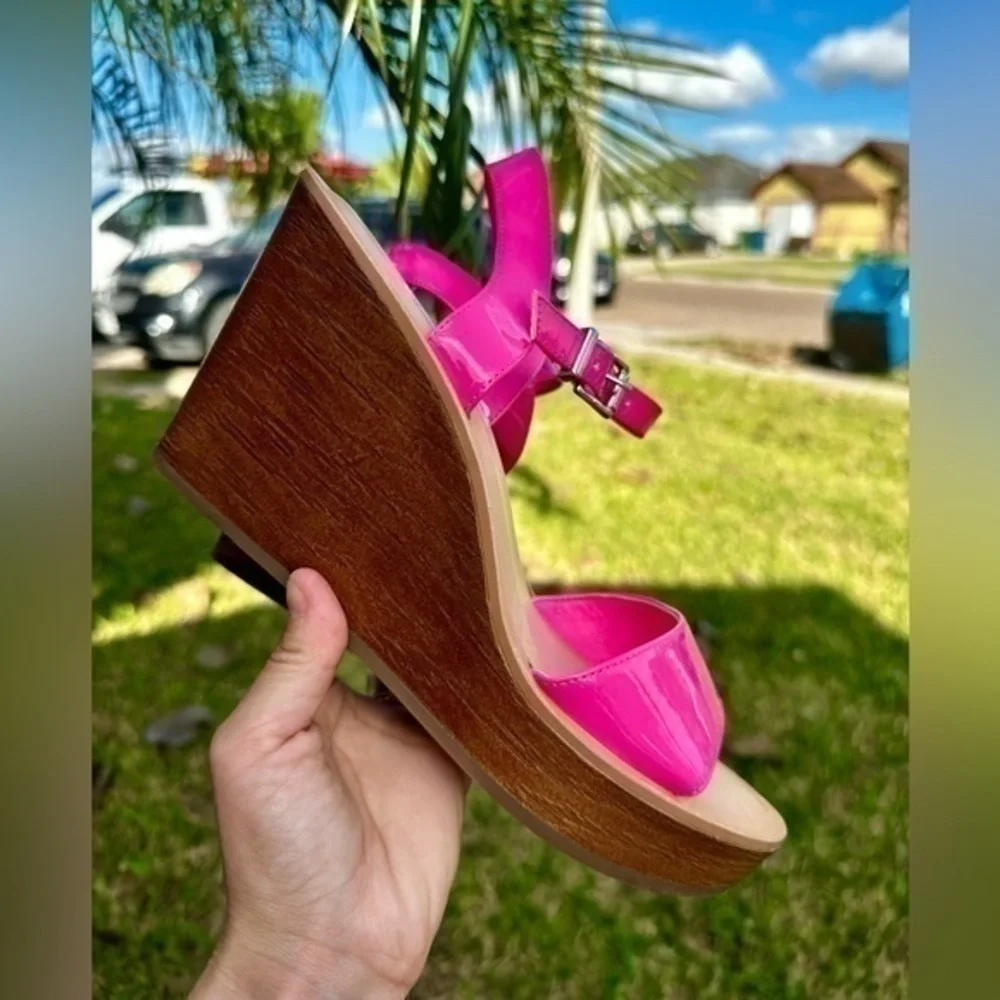 Jessica Simpson Miercen Neon pink wedge sandal